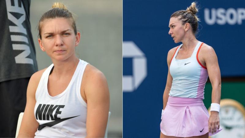 colaj de imagini cu simona halep pe terenul de tenis